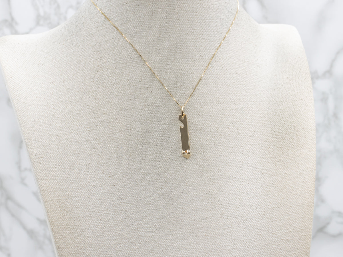 Bottle and Can Opener Yellow Gold Pendant