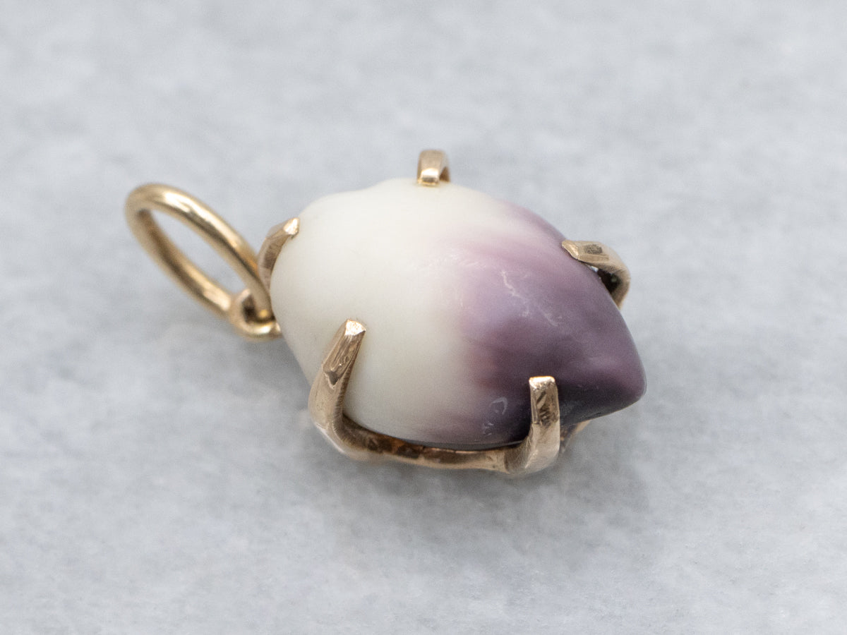 Rare Purple and White Quahog Pearl Pendant