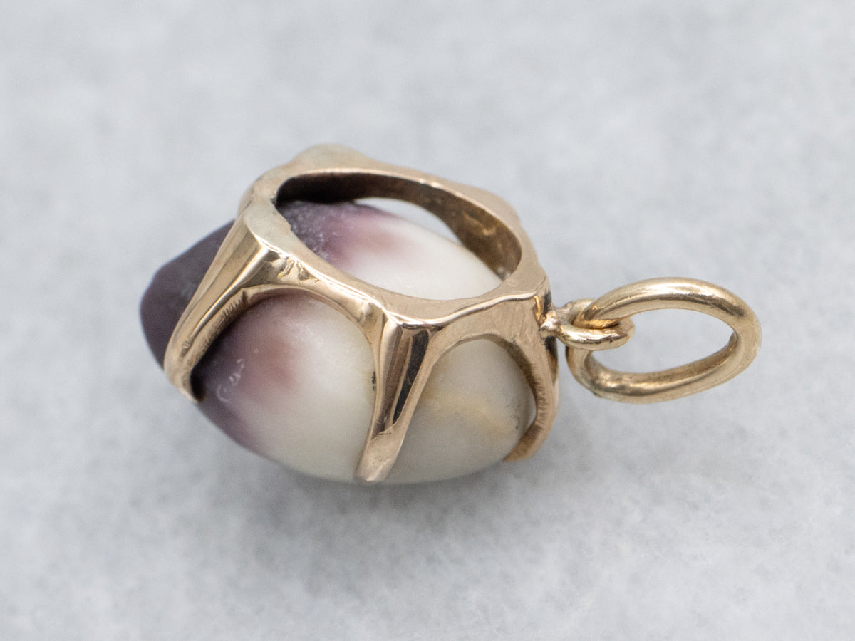 Wampum Shell Yellow Gold Pendant