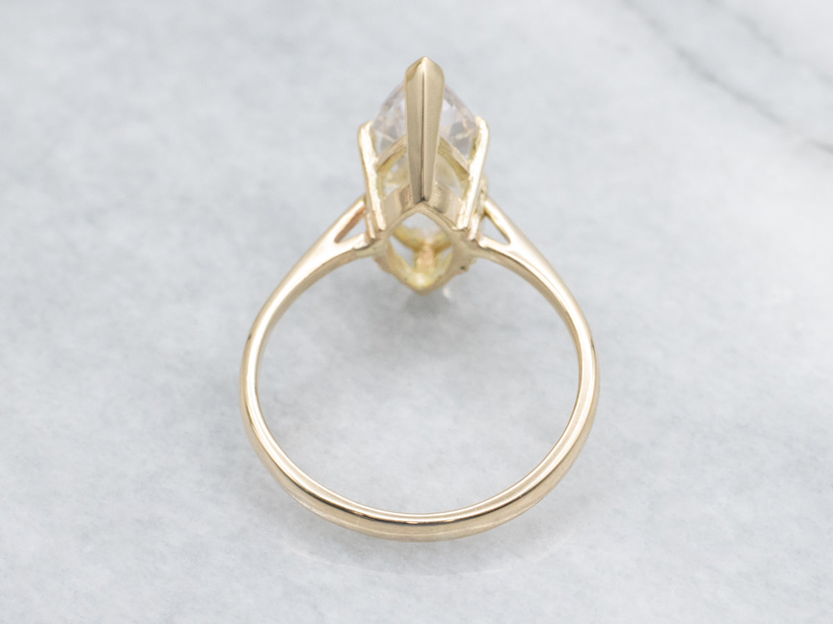 Marquise-Cut Morganite Yellow Gold Solitaire Ring