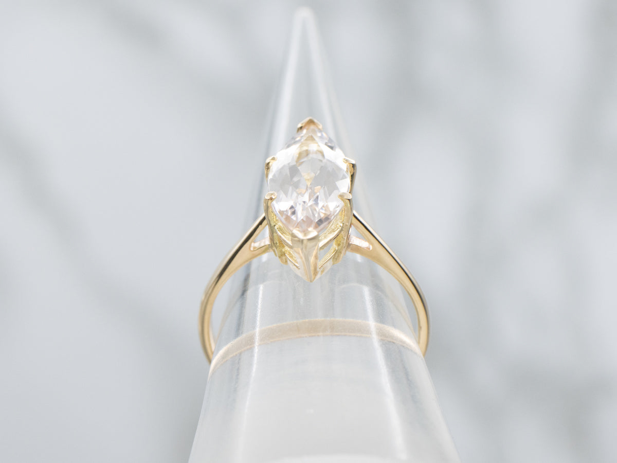 Marquise-Cut Morganite Yellow Gold Solitaire Ring