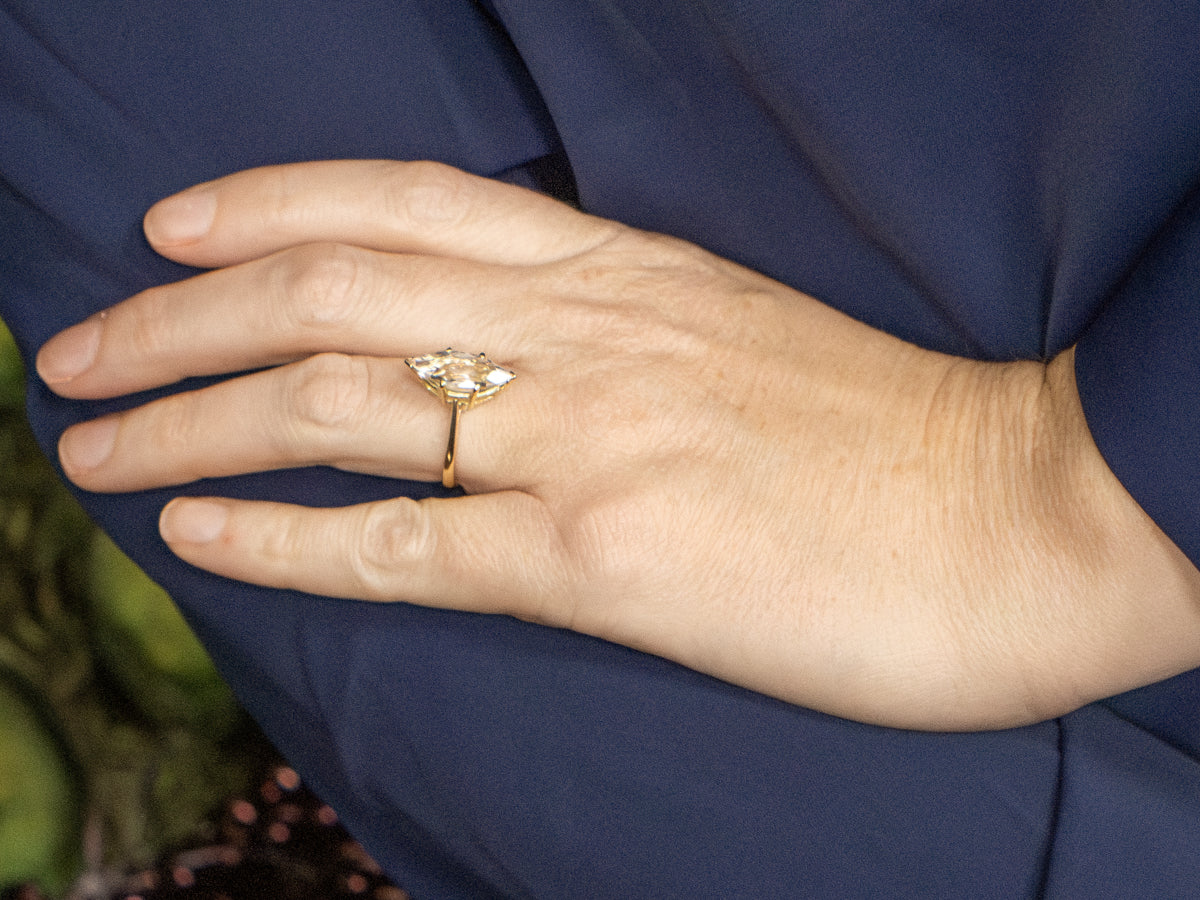 Marquise-Cut Morganite Yellow Gold Solitaire Ring