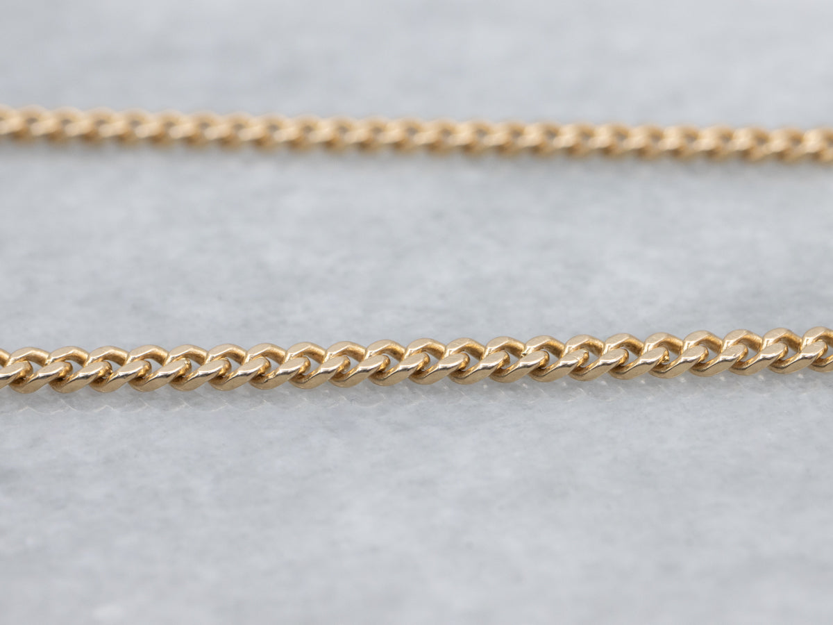 Vintage Gold Curb Link Pocket Watch Chain with Dog Clip Clasp