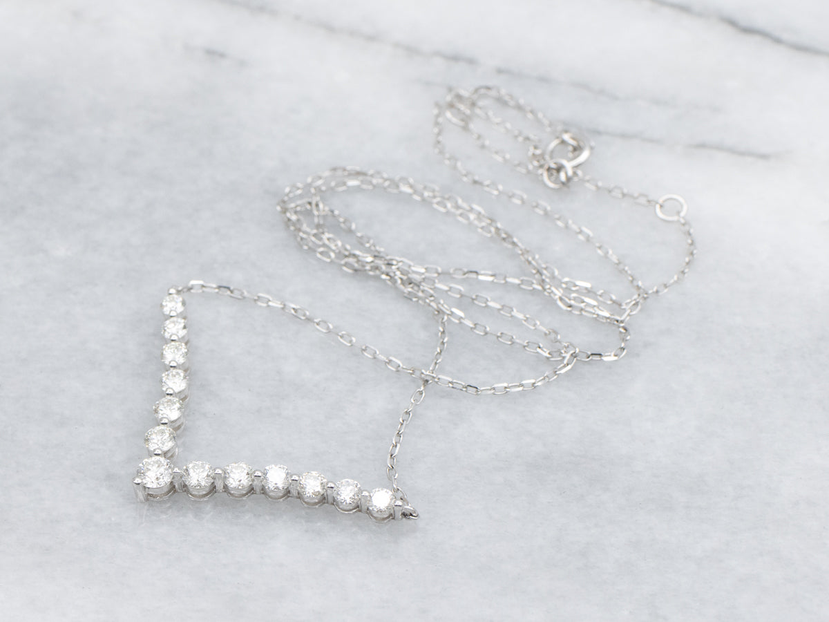 Sparkling V-Shaped Diamond Pendant Necklace