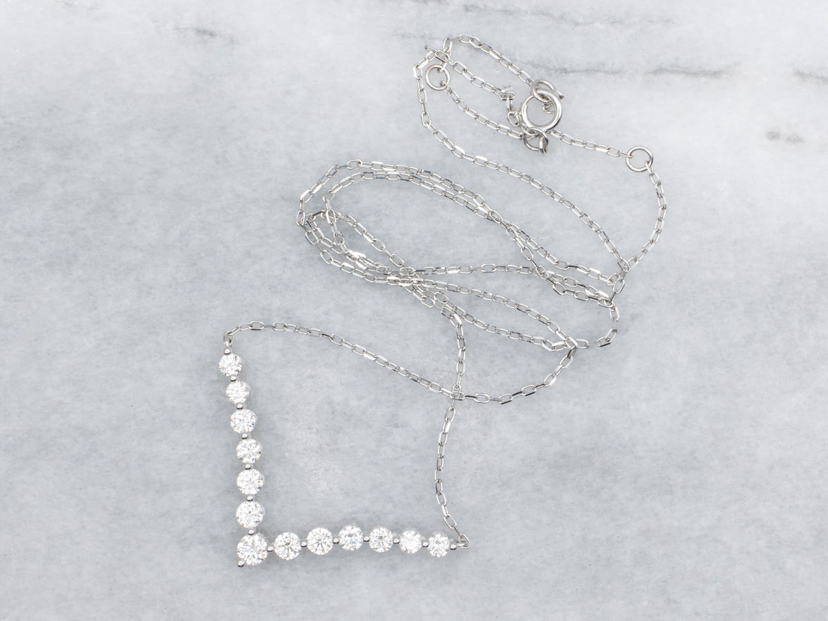 Sparkling V-Shaped Diamond Pendant Necklace