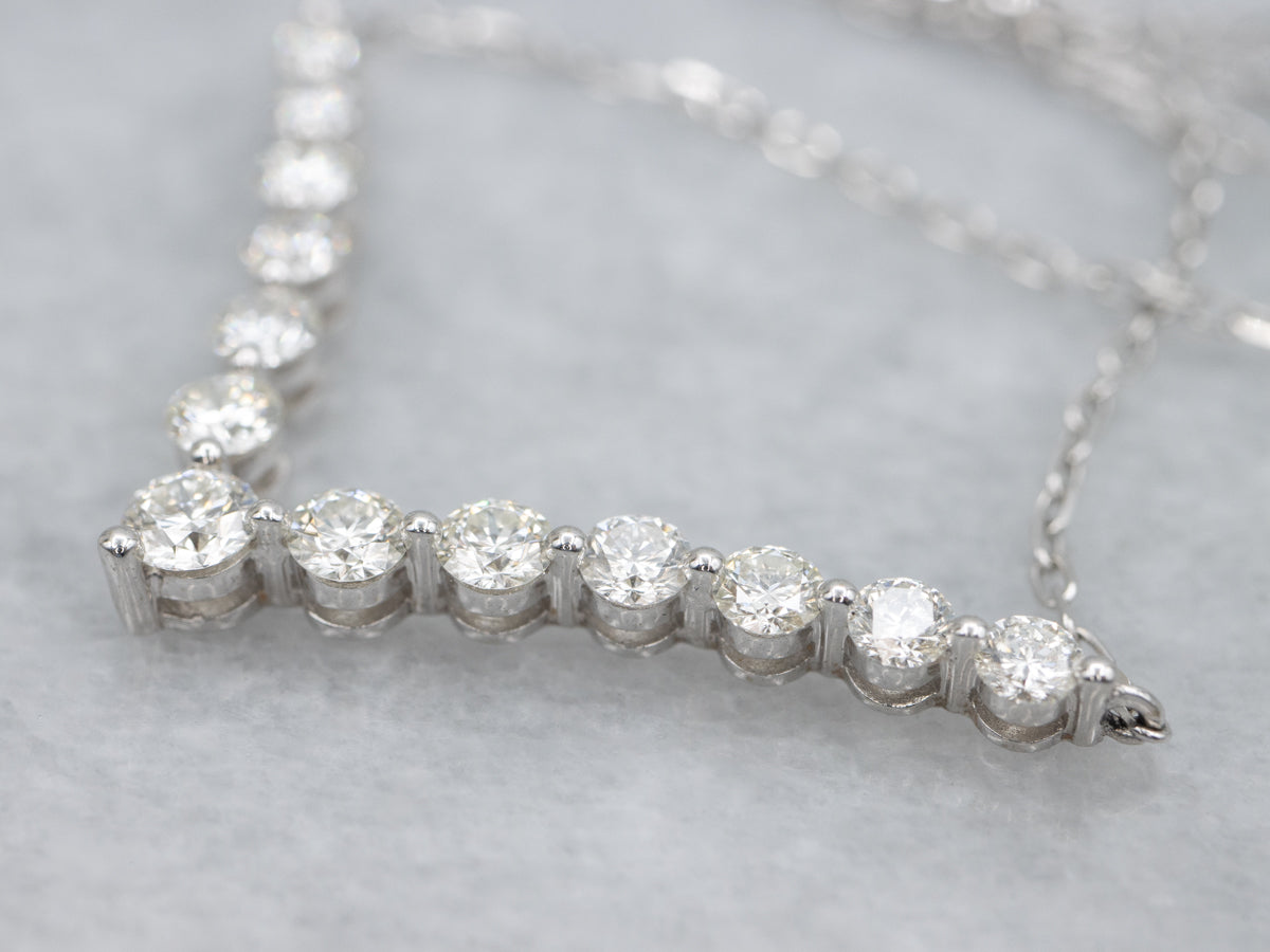 Sparkling V-Shaped Diamond Pendant Necklace