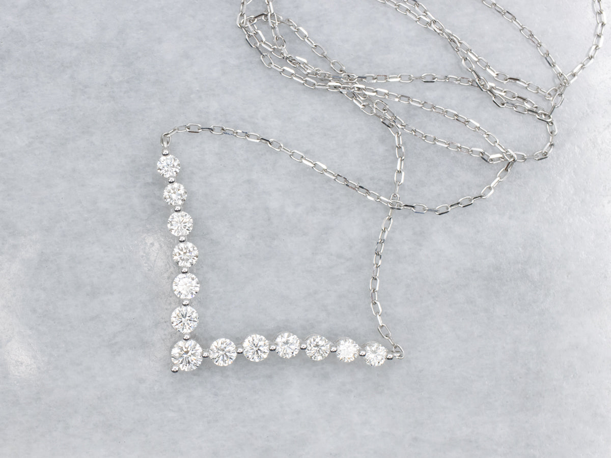 Sparkling V-Shaped Diamond Pendant Necklace