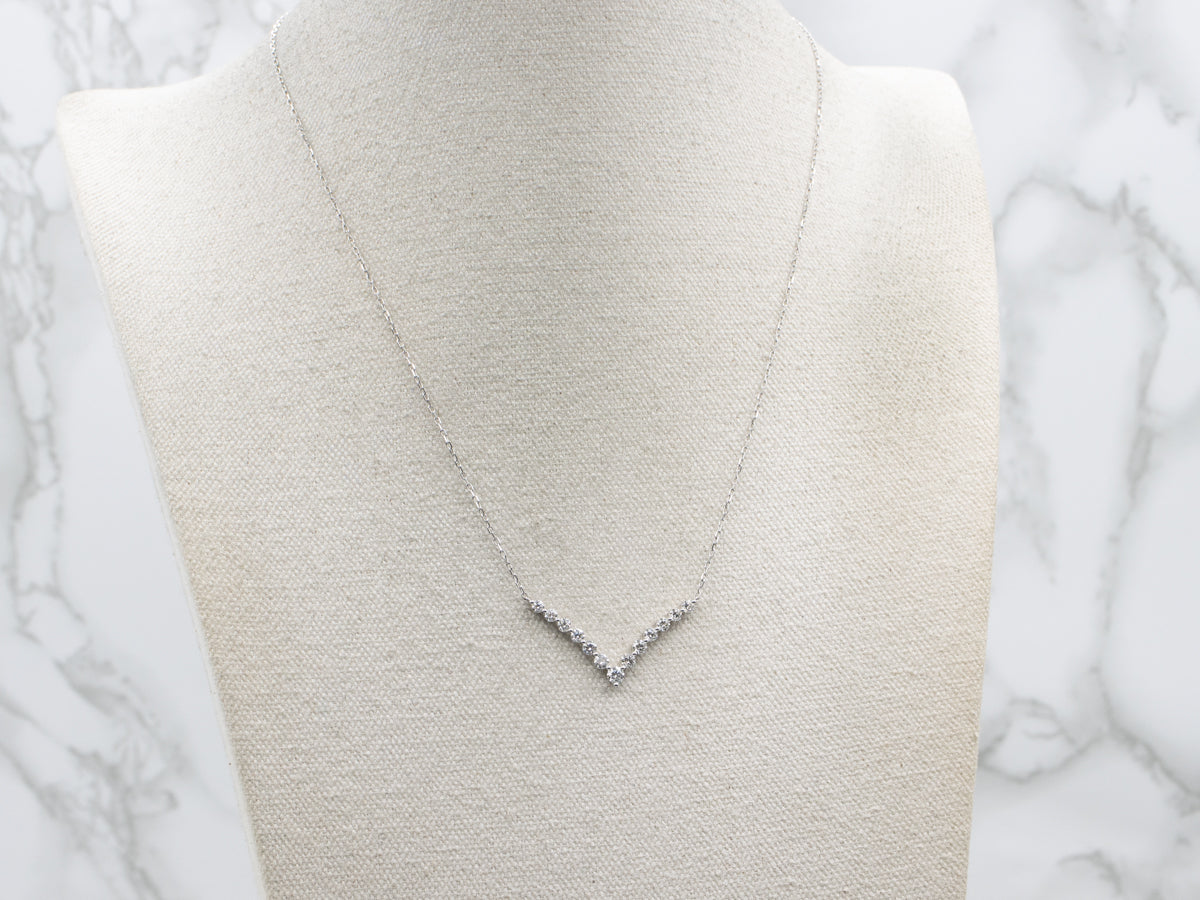 Sparkling V-Shaped Diamond Pendant Necklace