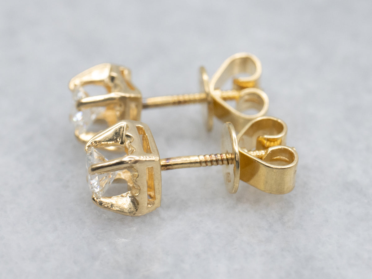Illusion-Set Brilliant 18K Yellow Gold Diamond Stud Earrings
