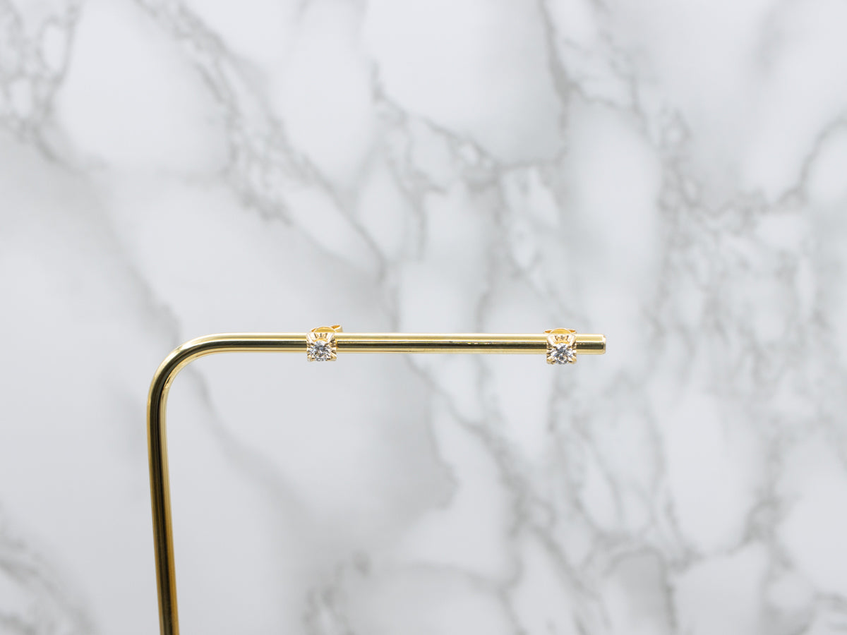 Illusion-Set Brilliant 18K Yellow Gold Diamond Stud Earrings