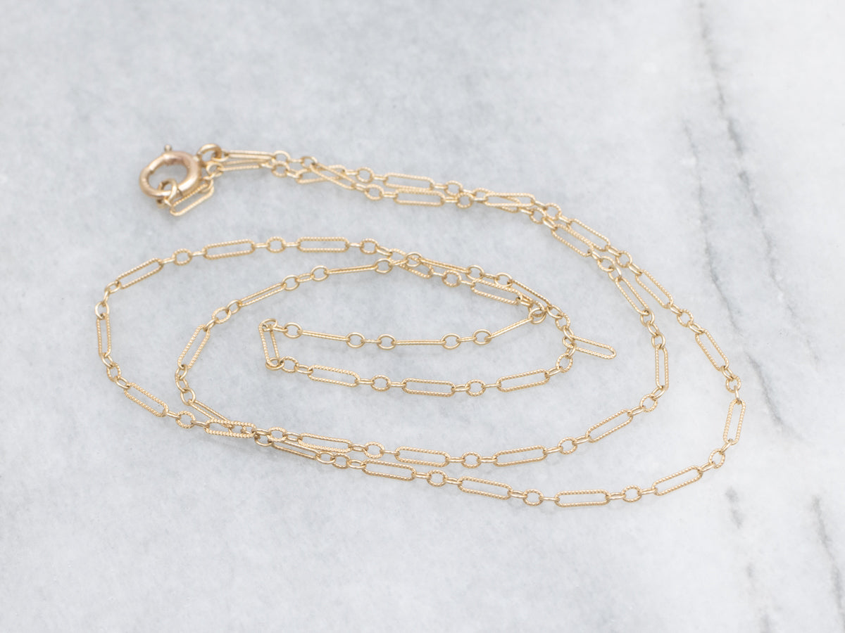 Yellow Gold Mini Trombone Link Chain