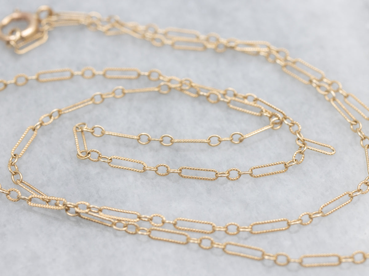 Yellow Gold Mini Trombone Link Chain