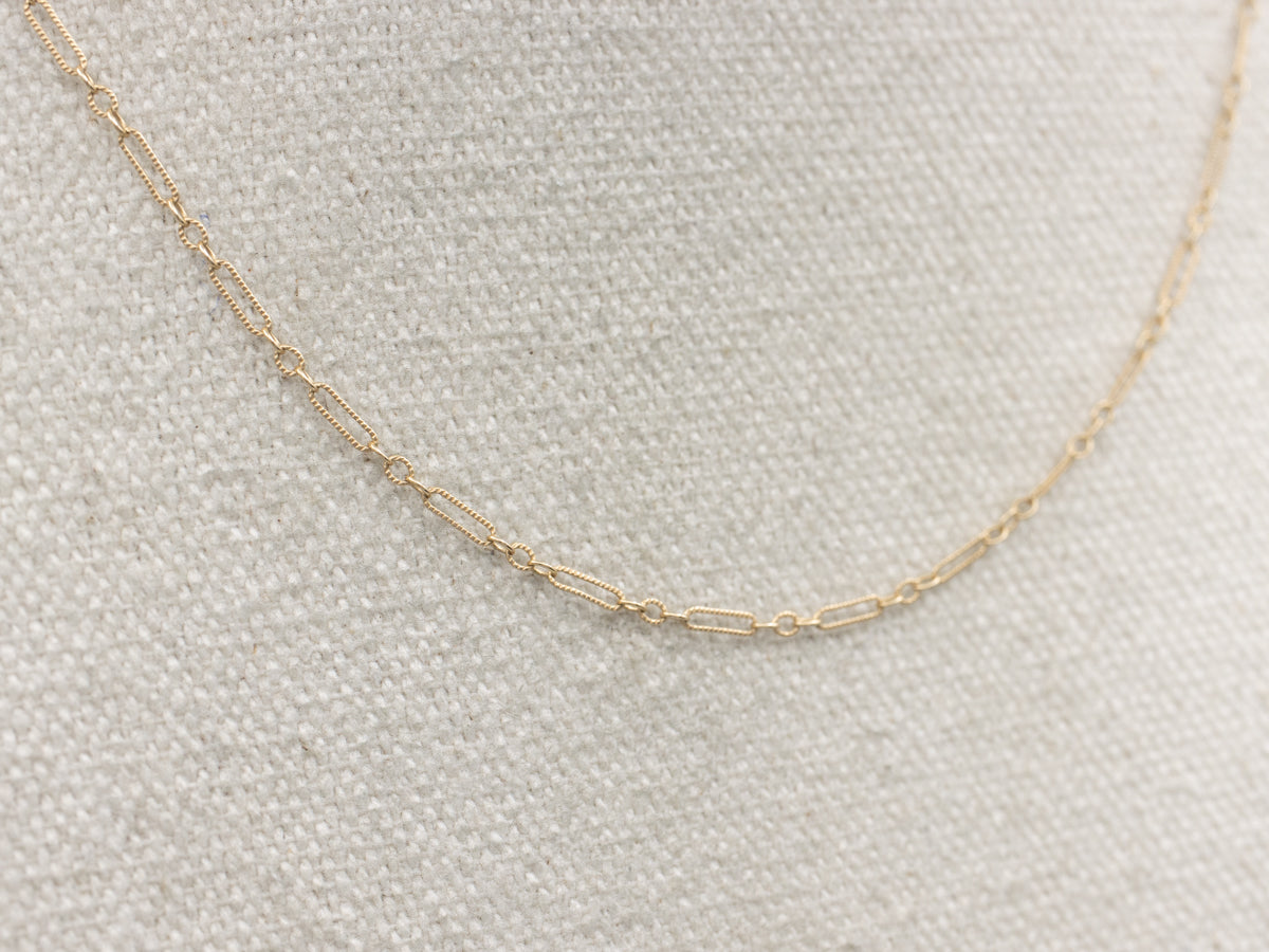 Yellow Gold Mini Trombone Link Chain