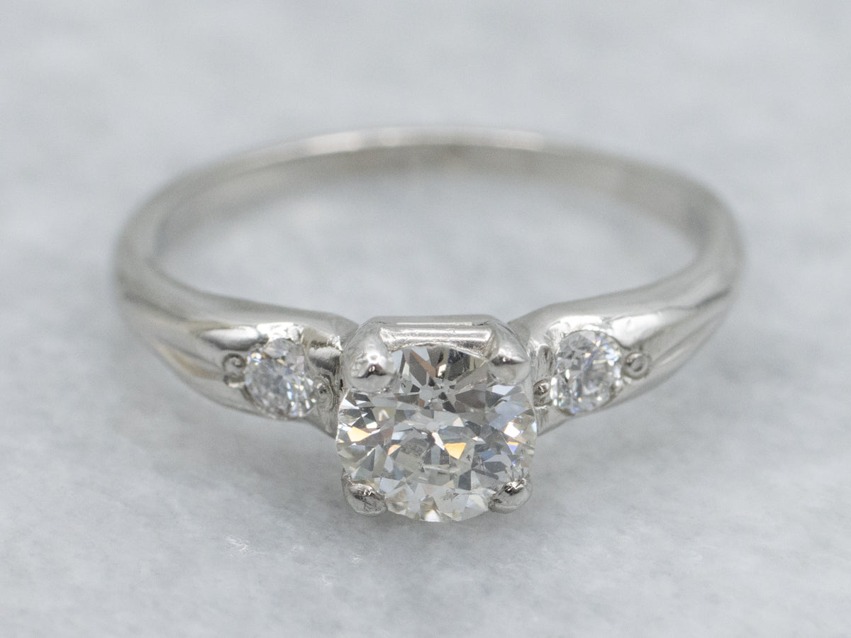 Vintage Old Mine Cut Diamond Platinum Engagement Ring
