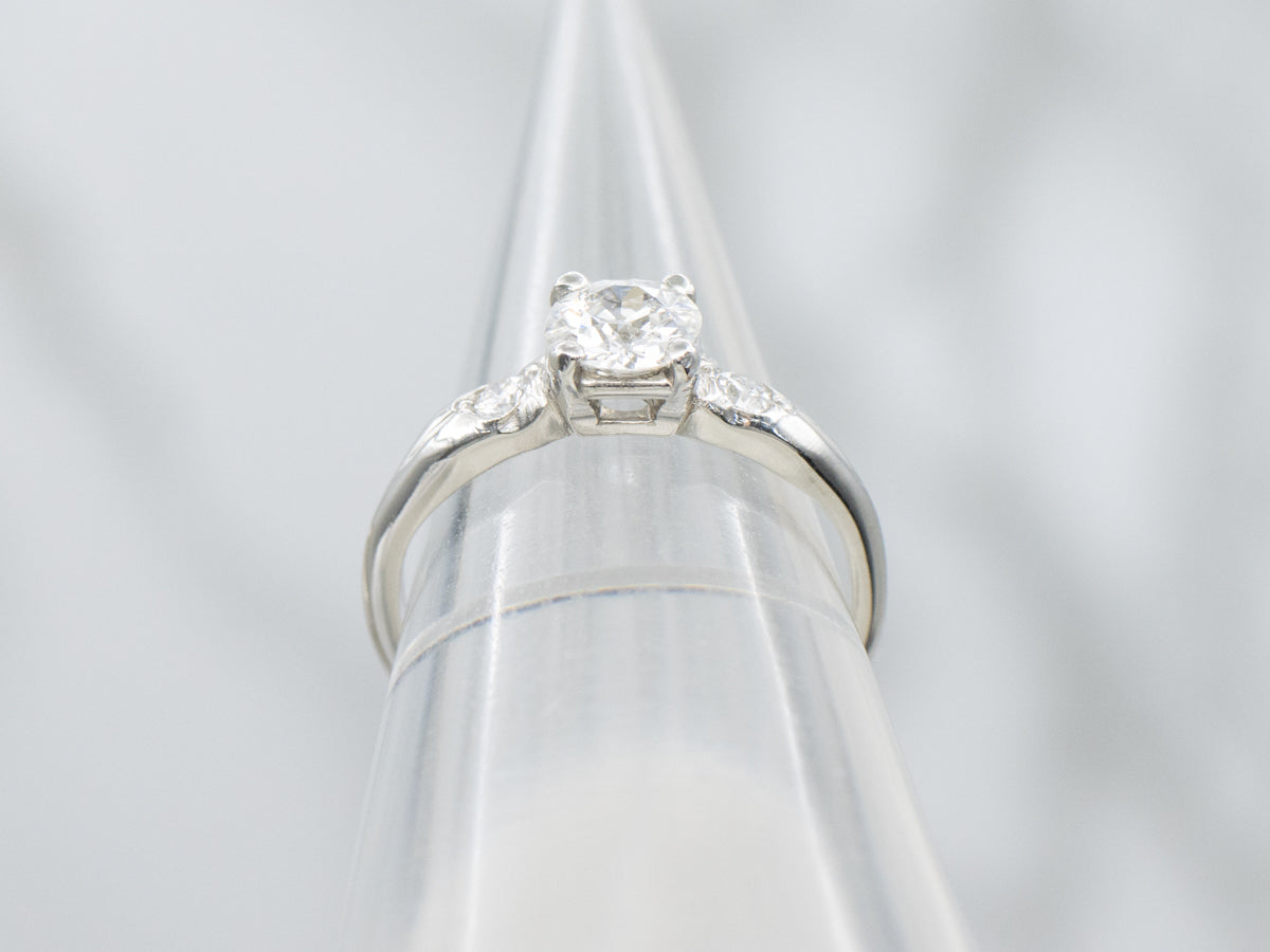 Vintage Old Mine Cut Diamond Platinum Engagement Ring