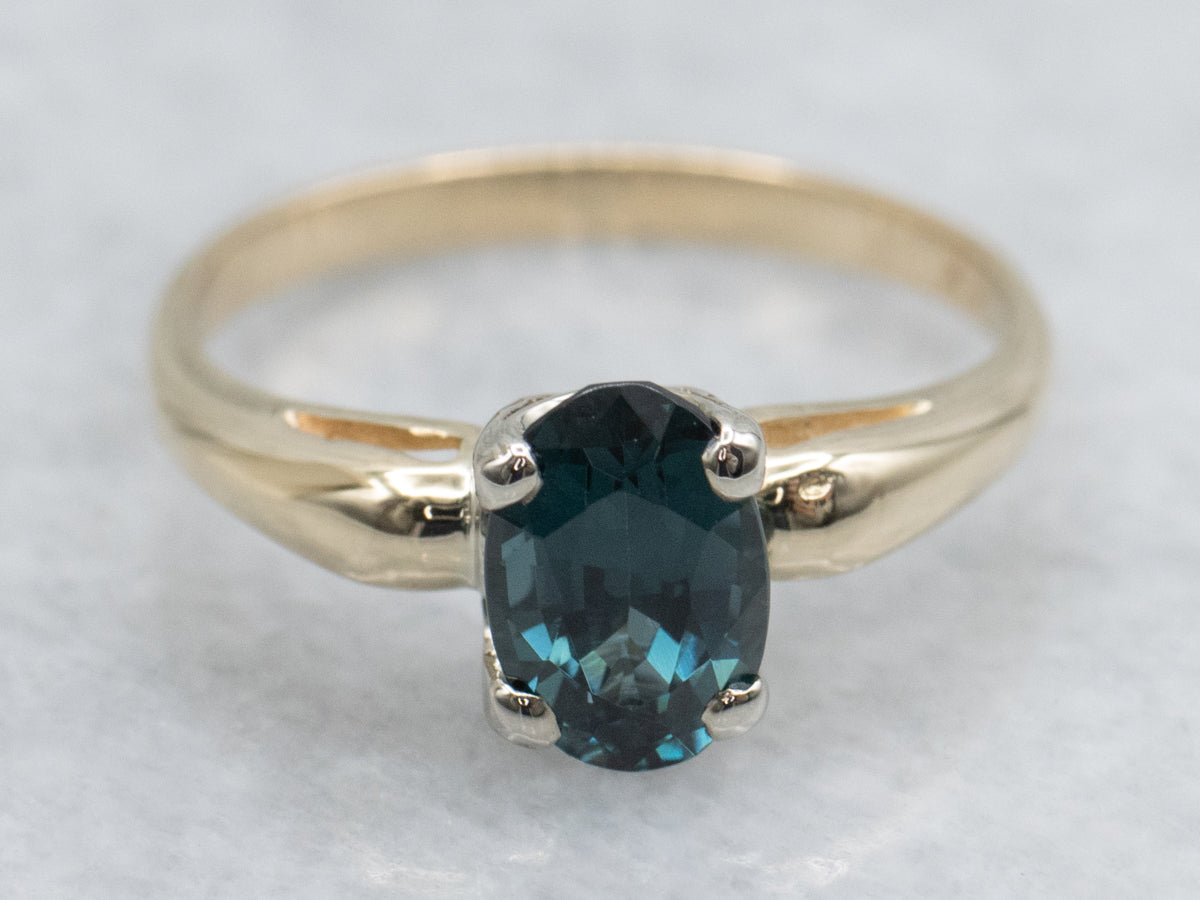 Two-Tone Gold Spinel Solitaire Ring