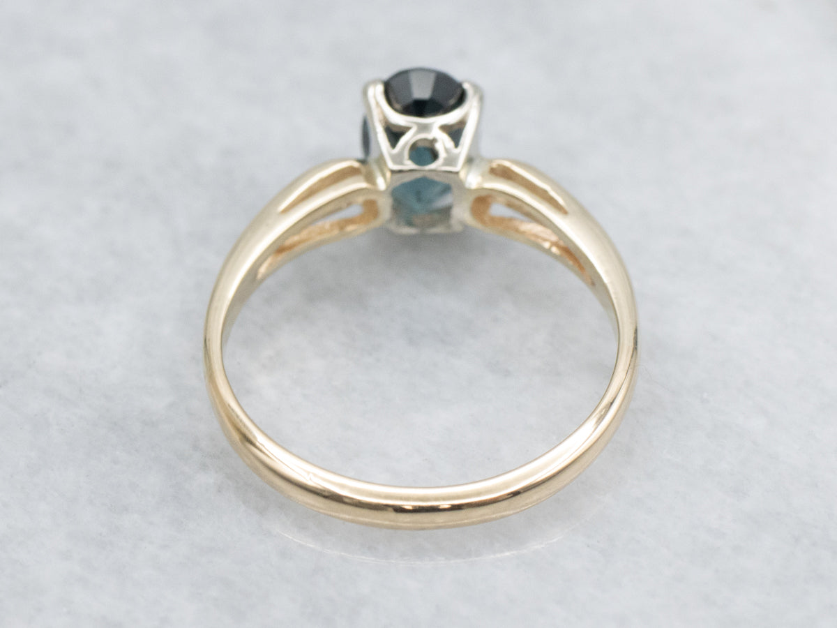 Two-Tone Gold Spinel Solitaire Ring