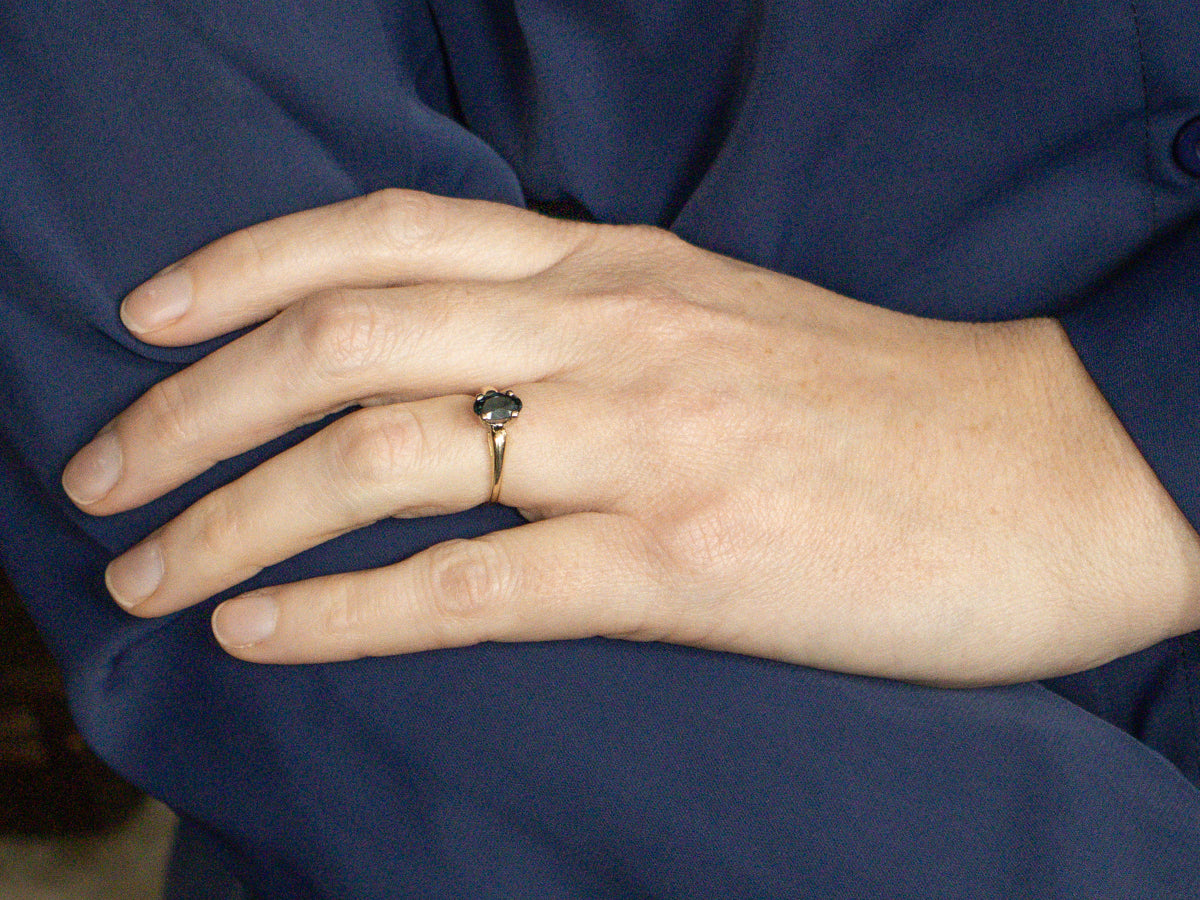 Two-Tone Gold Spinel Solitaire Ring