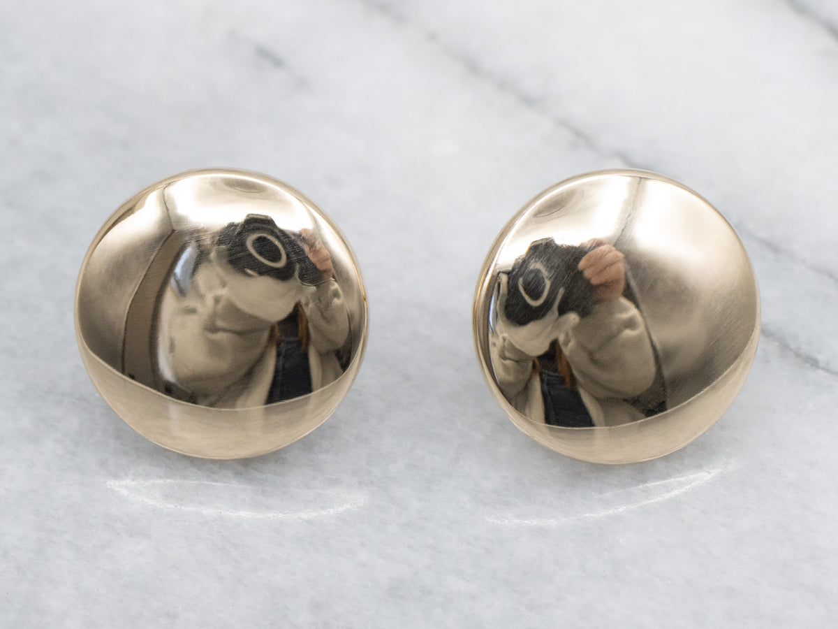 Domed Polished Gold Button Stud Earrings