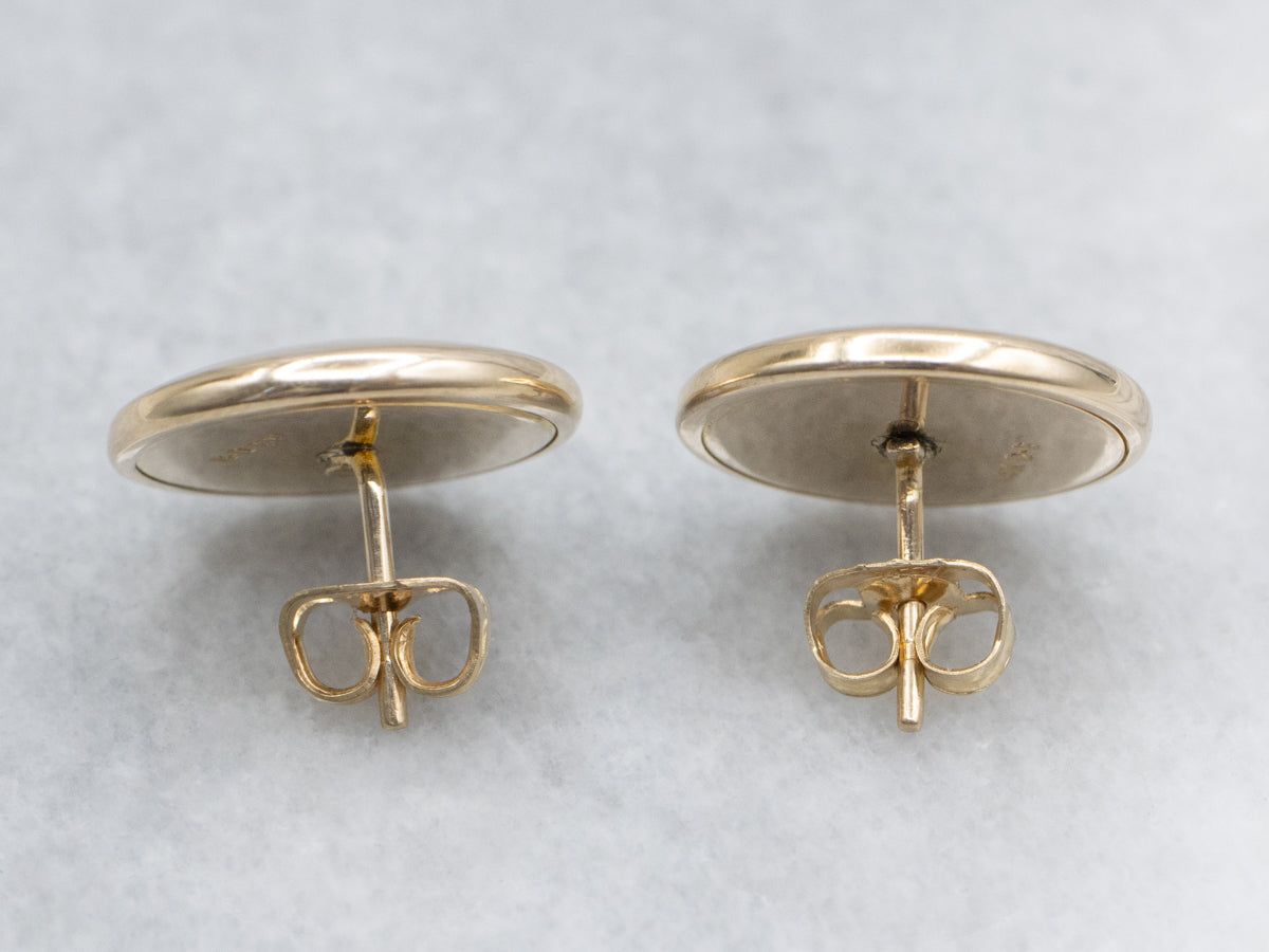 Domed Polished Gold Button Stud Earrings