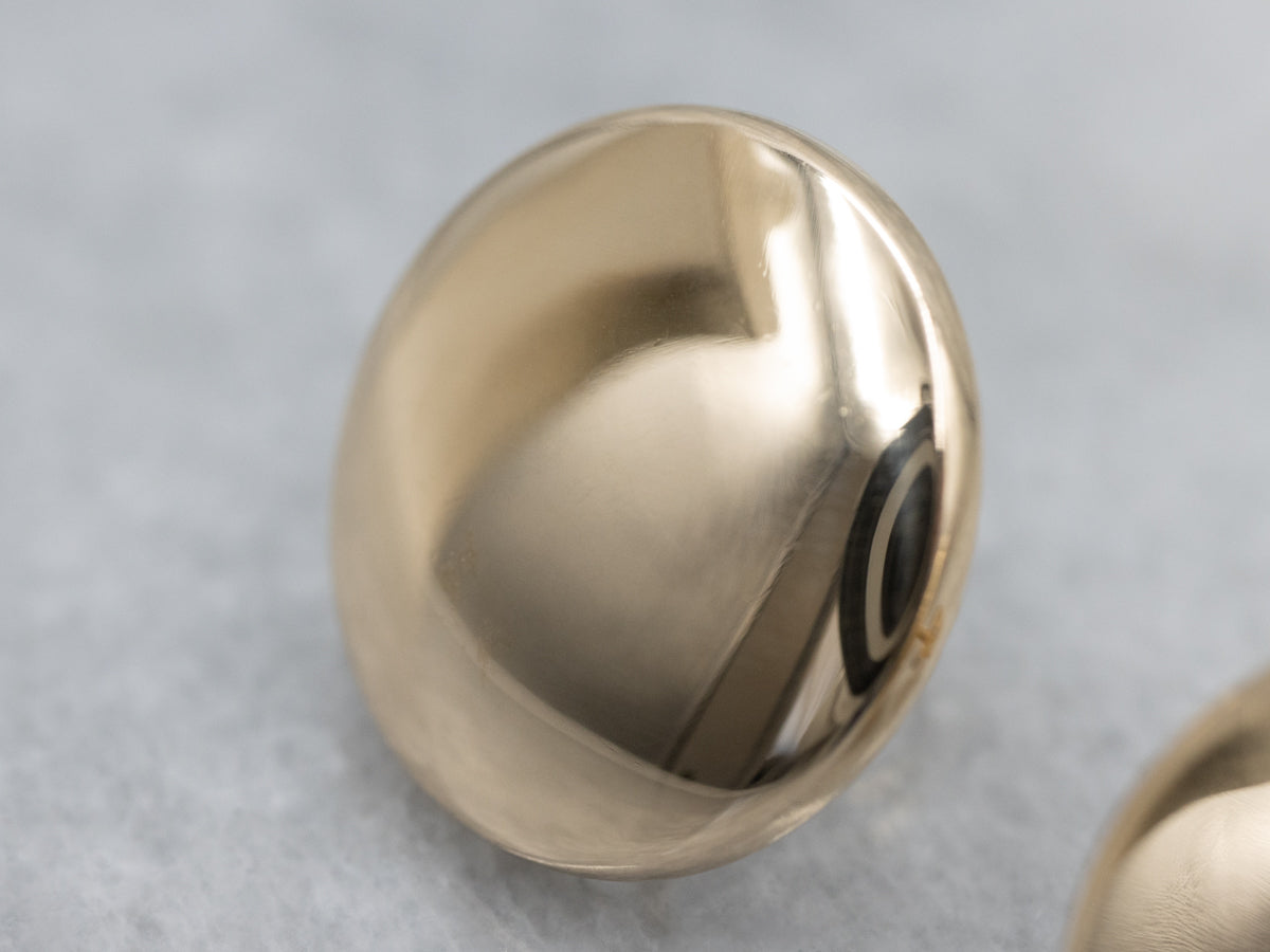 Domed Polished Gold Button Stud Earrings