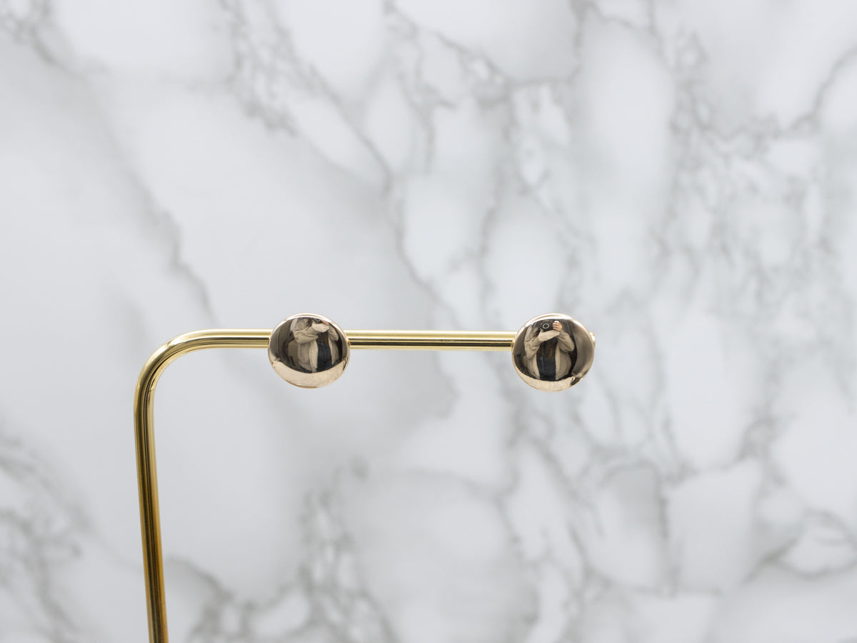 Domed Polished Gold Button Stud Earrings