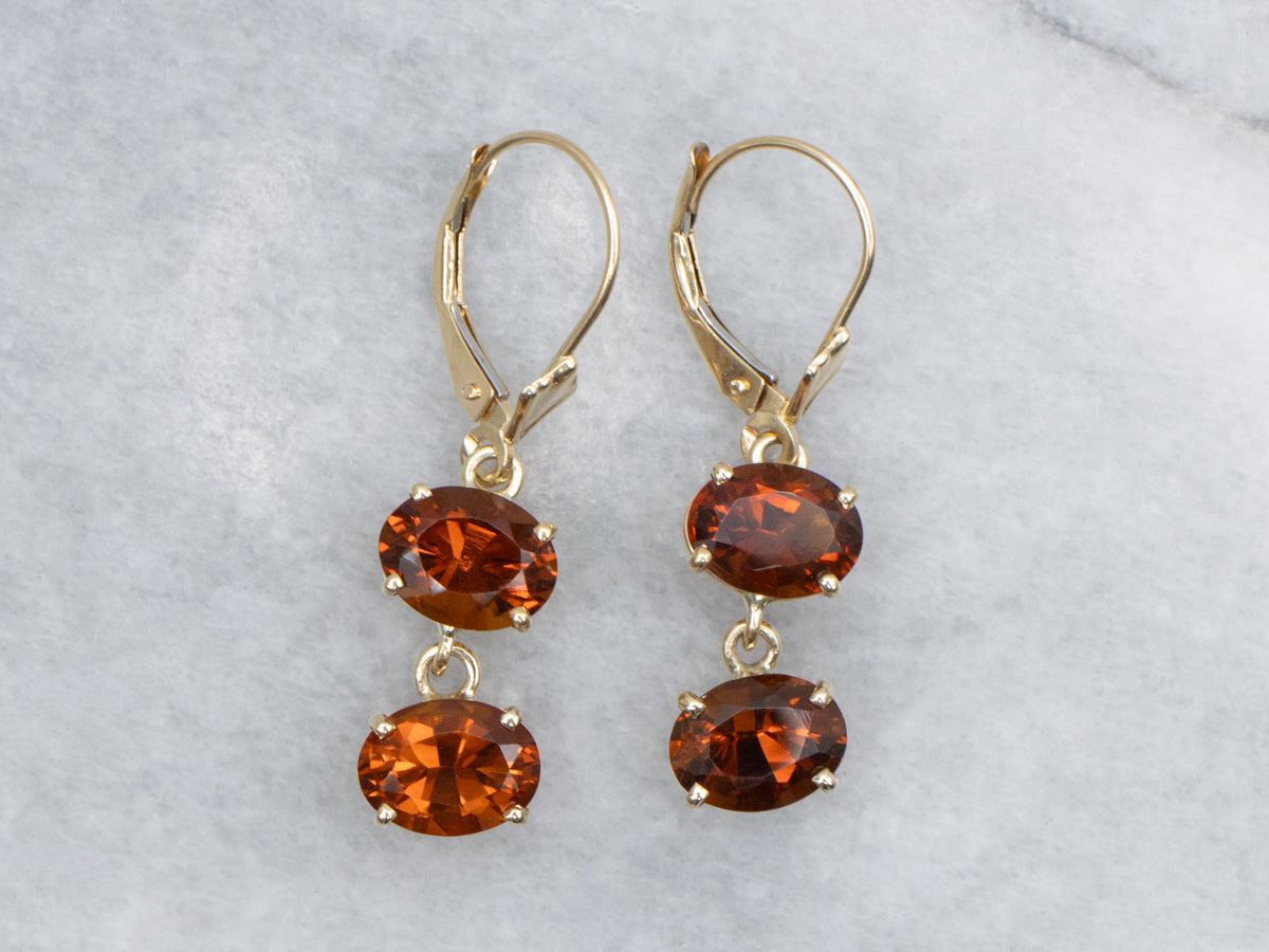 Yellow Gold Citrine Gemstone Drop Earrings