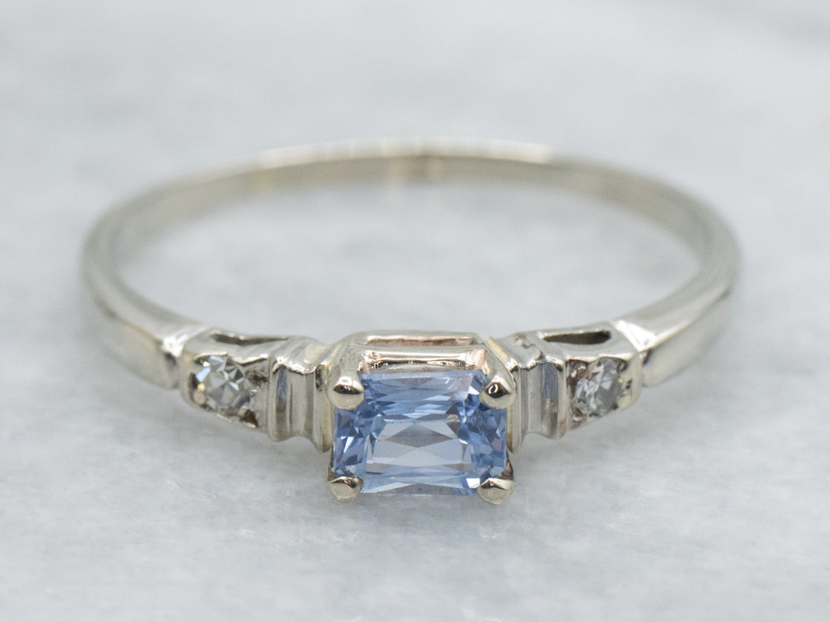 White Gold East-West Set Sapphire and Diamond Ring