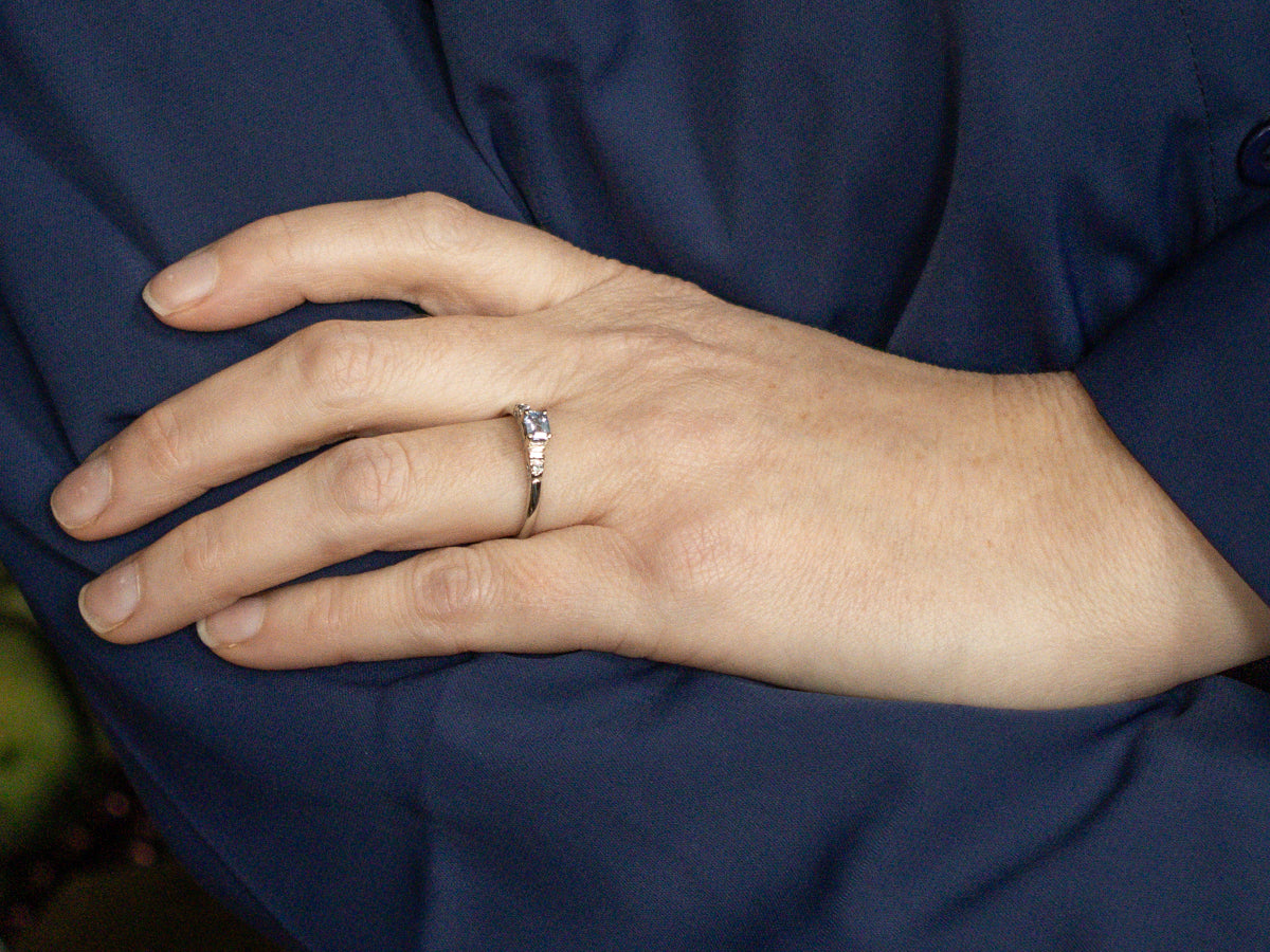 White Gold East-West Set Sapphire and Diamond Ring