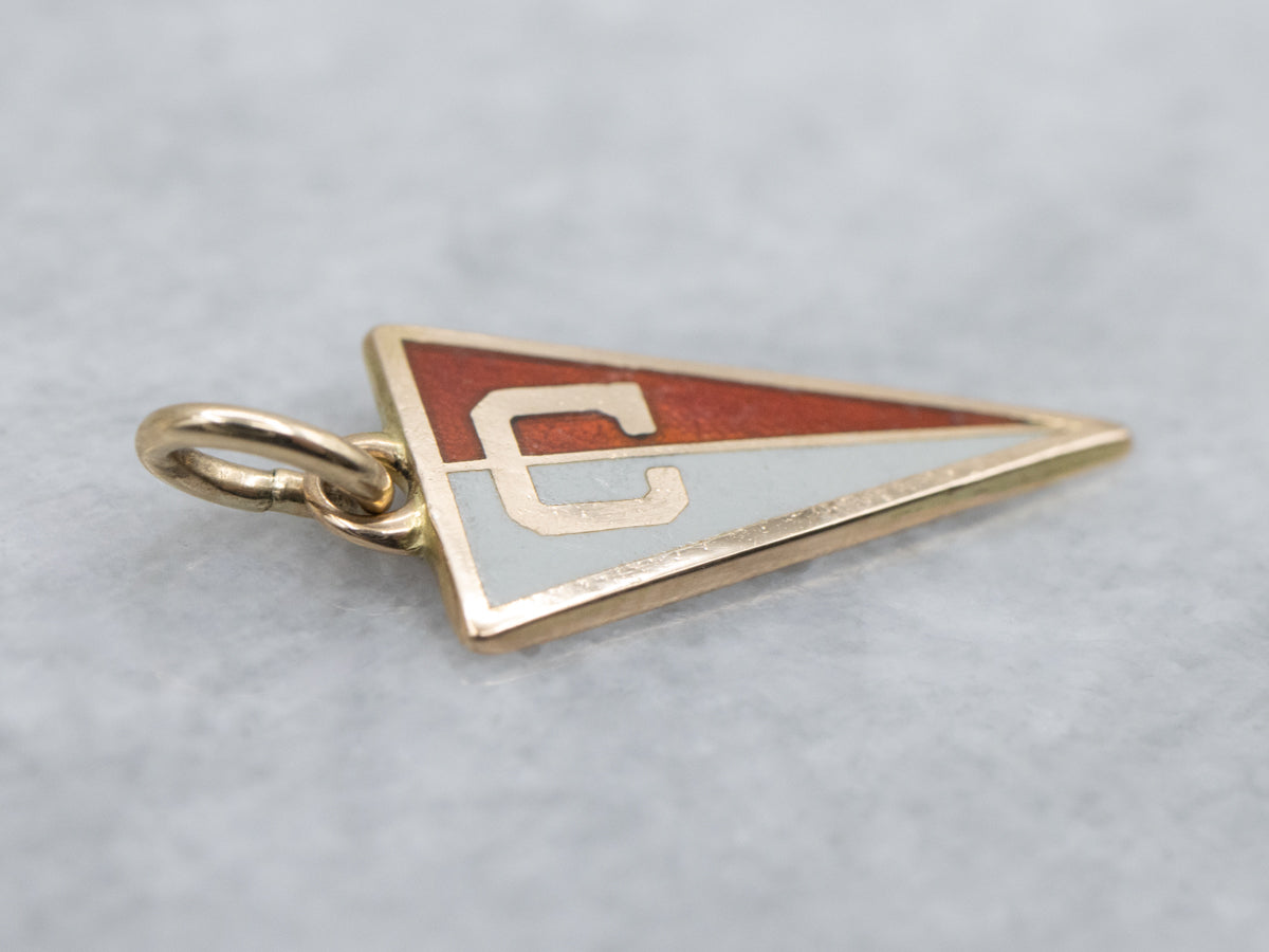 Vintage Gold and Enamel Cornell University Pennant Charm
