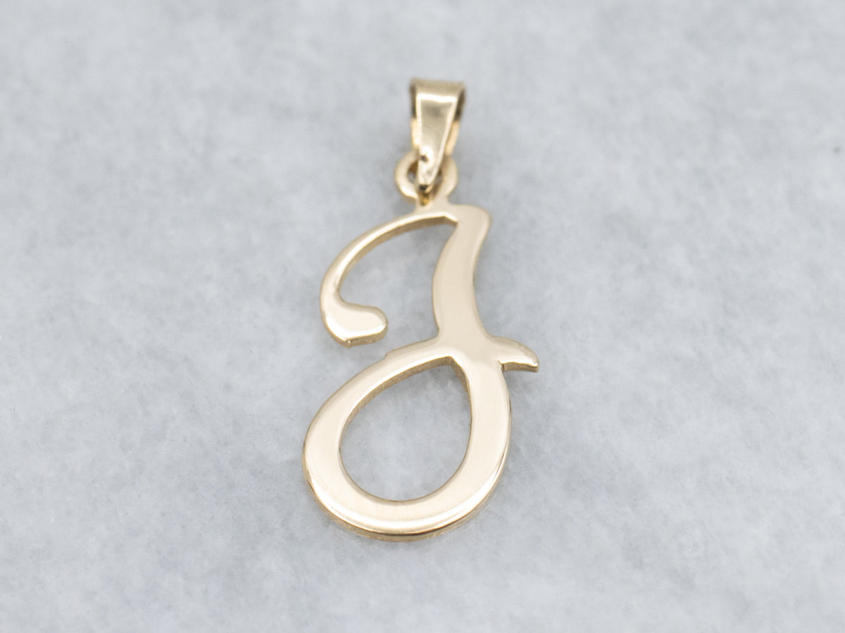 Cursive Gold "J" Initial Pendant