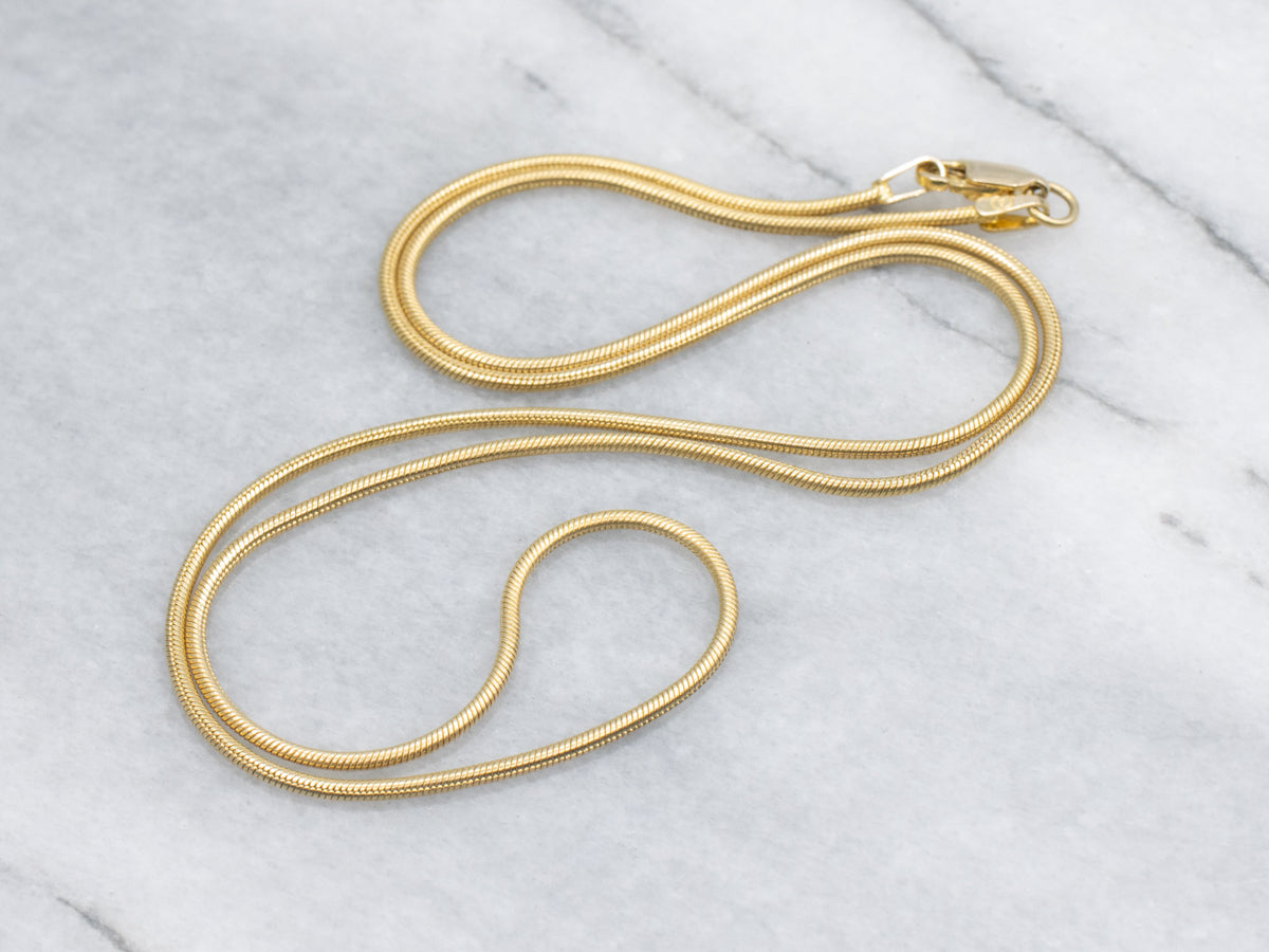 Smooth Italian Gold Snake Chain with Lobster Clasp