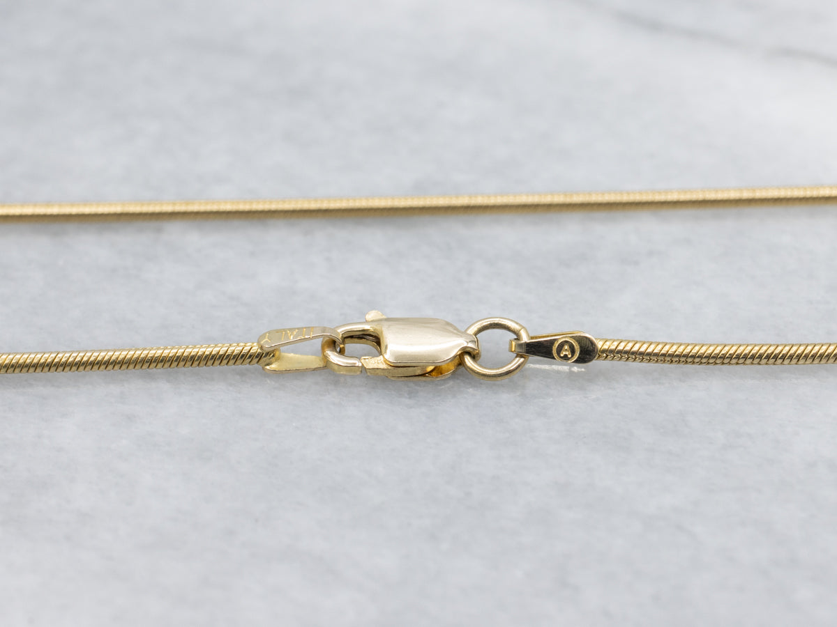 Smooth Italian Gold Snake Chain with Lobster Clasp