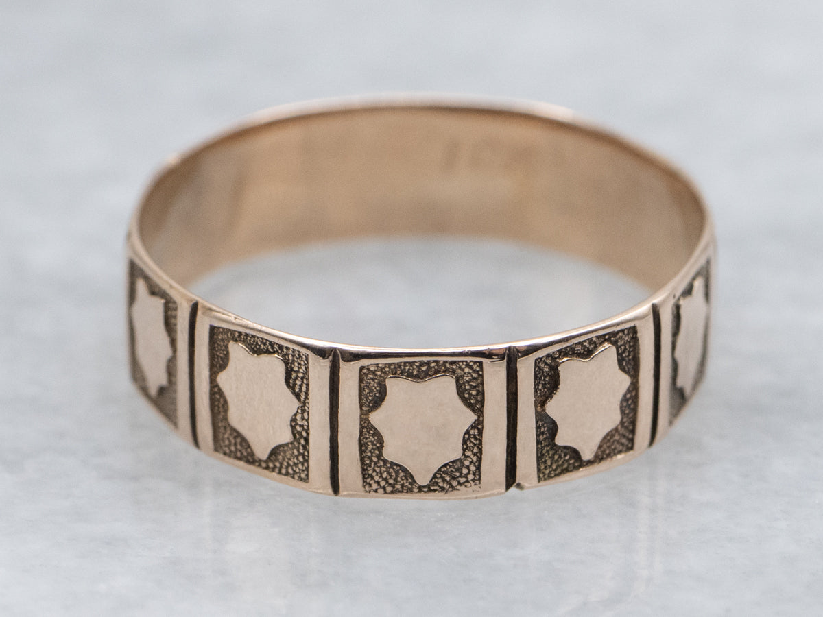 Antique Patterned Panel Rose Gold Cigar Band