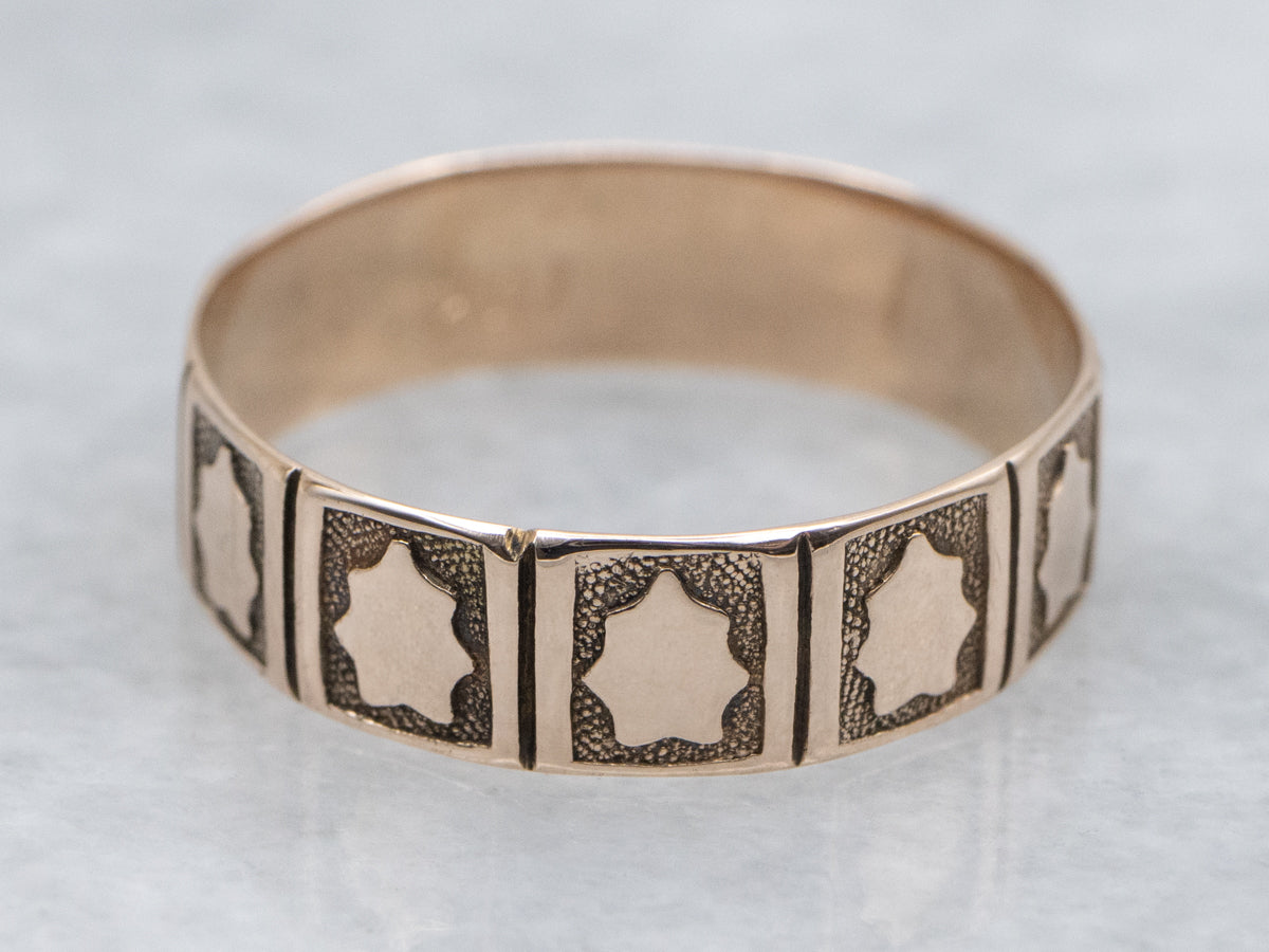 Antique Patterned Panel Rose Gold Cigar Band