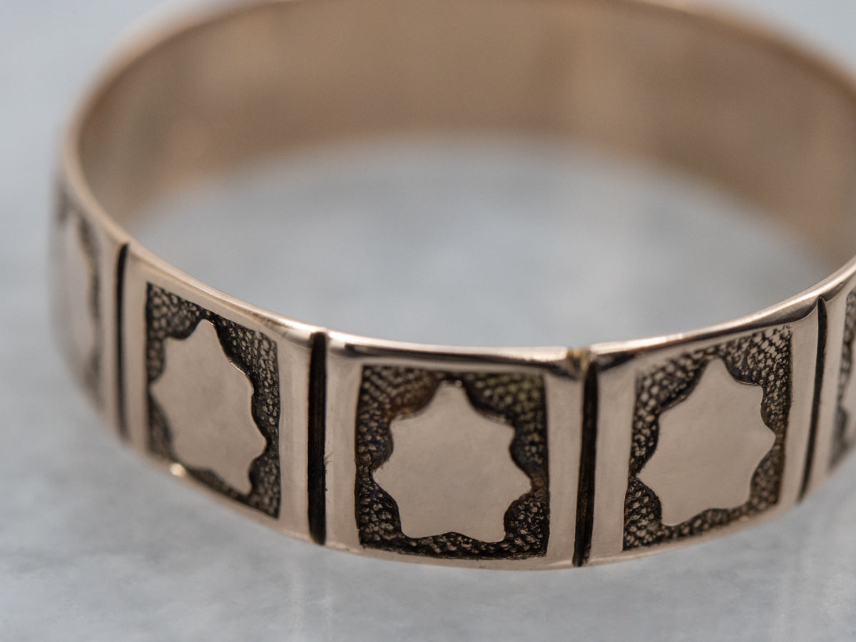 Antique Patterned Panel Rose Gold Cigar Band