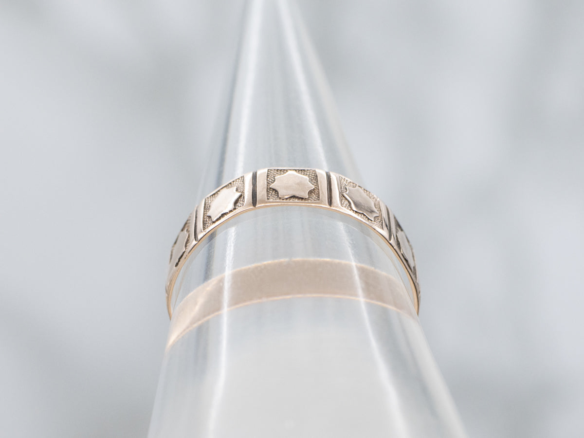 Antique Patterned Panel Rose Gold Cigar Band