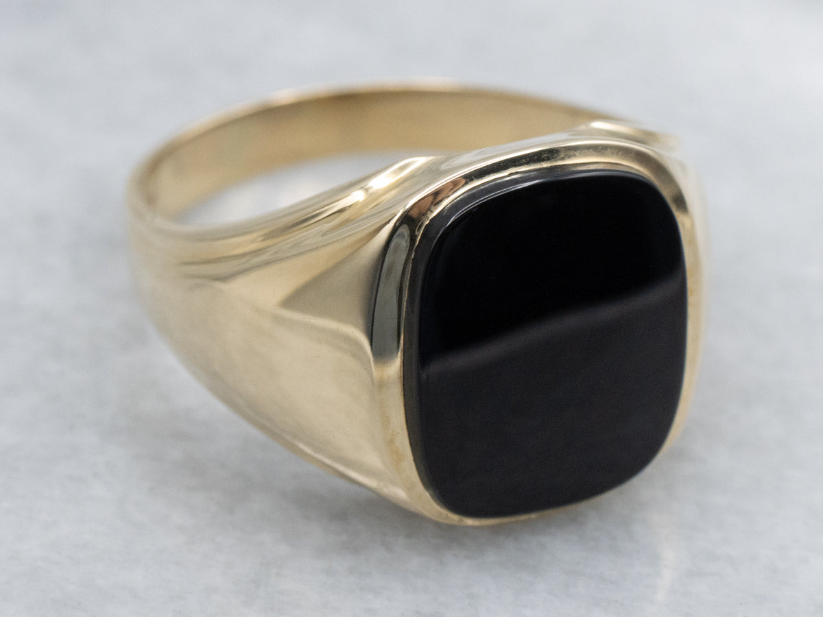 Men's Black Onyx Yellow Gold Statement Ring