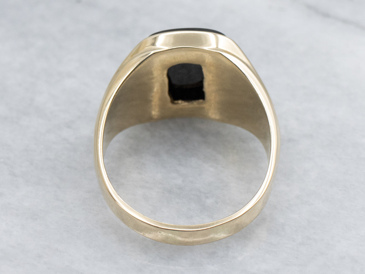 Men's Black Onyx Yellow Gold Statement Ring