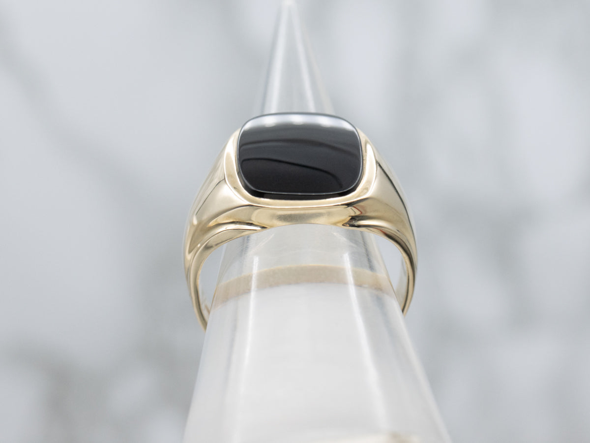 Men's Black Onyx Yellow Gold Statement Ring
