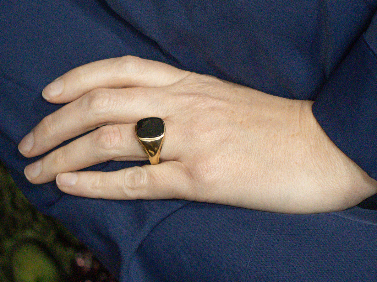 Men's Black Onyx Yellow Gold Statement Ring