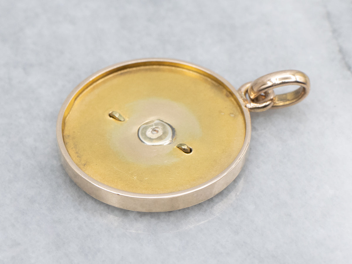 Antique Gold Ornate Initial "S" Disc Pendant