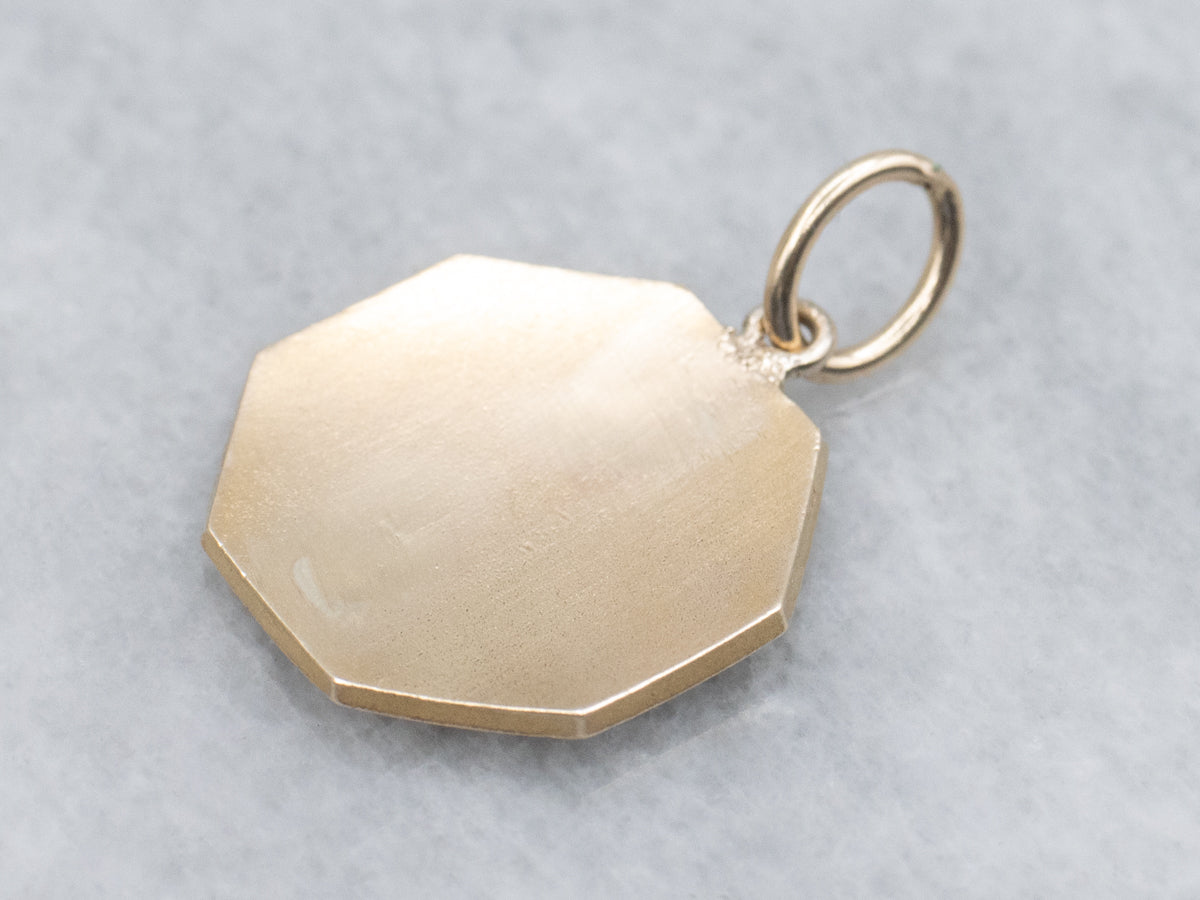 Cufflink Conversion Engraved-Edge Yellow Gold Pendant