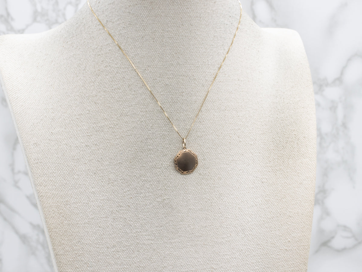 Cufflink Conversion Engraved-Edge Yellow Gold Pendant