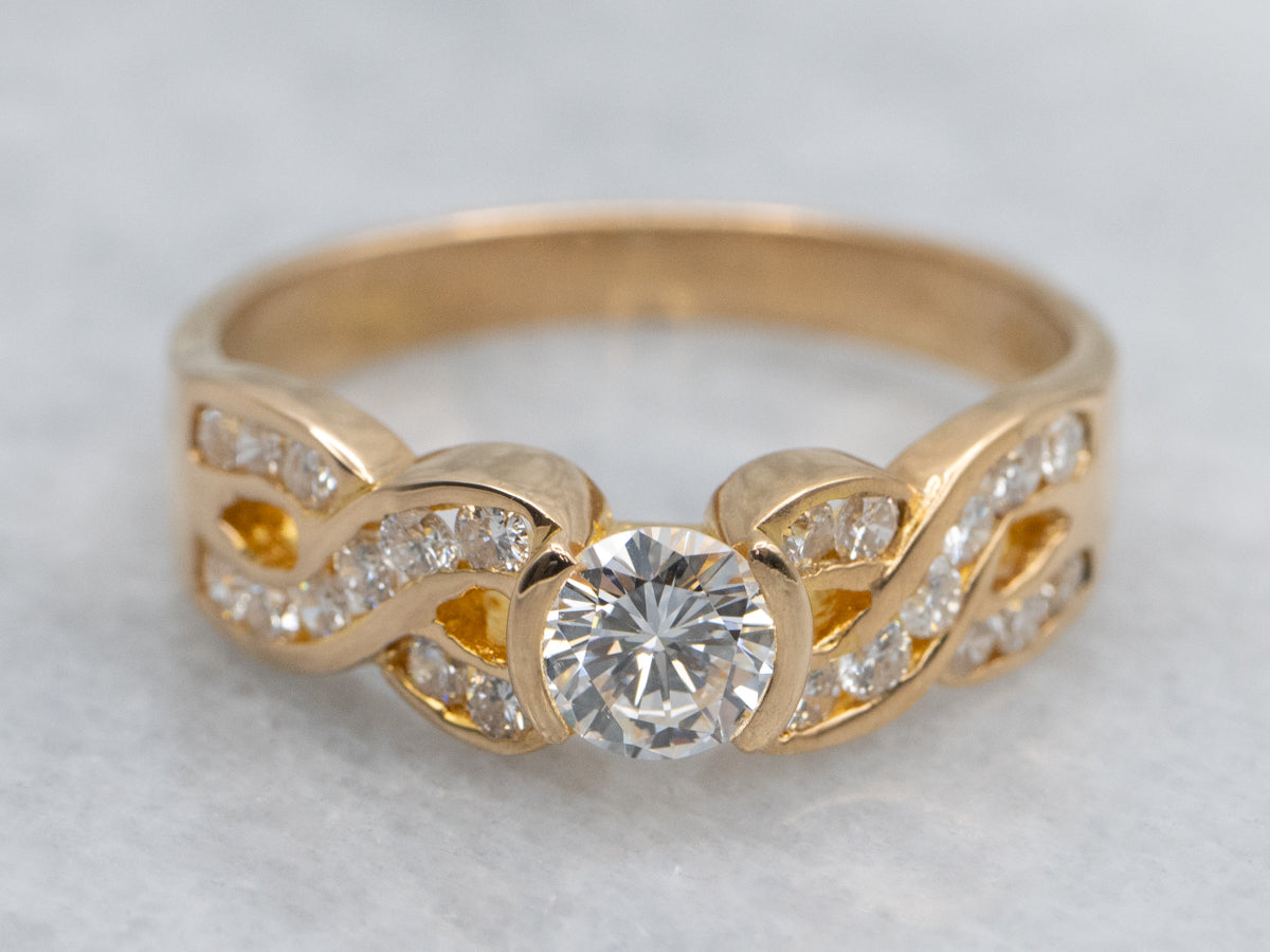 Twisting Round Brilliant High-Kart Diamond Engagement Ring