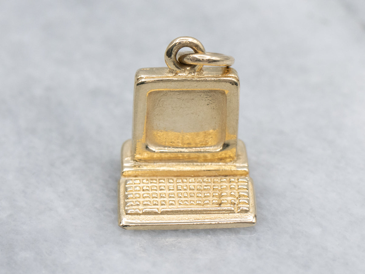 Yellow Gold Computer Charm Pendant