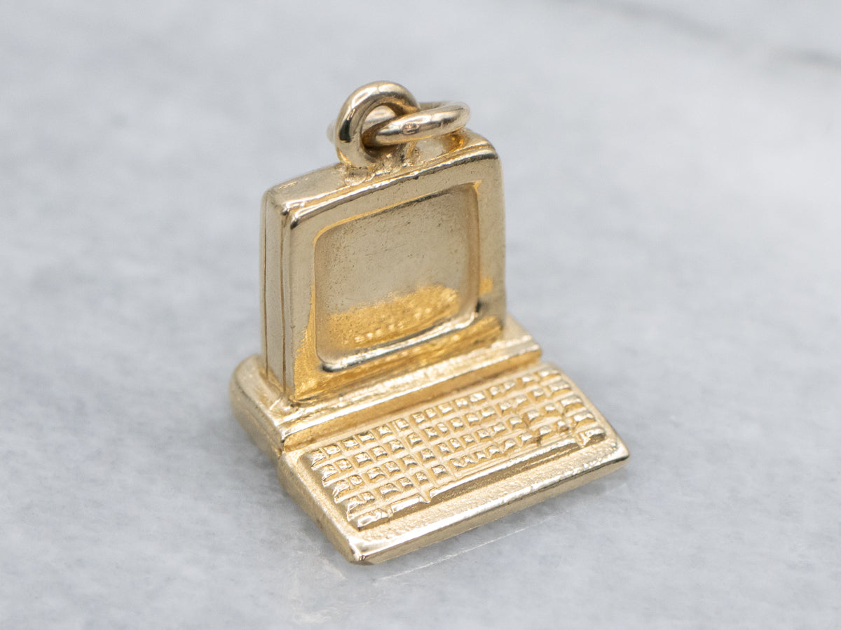 Yellow Gold Computer Charm Pendant