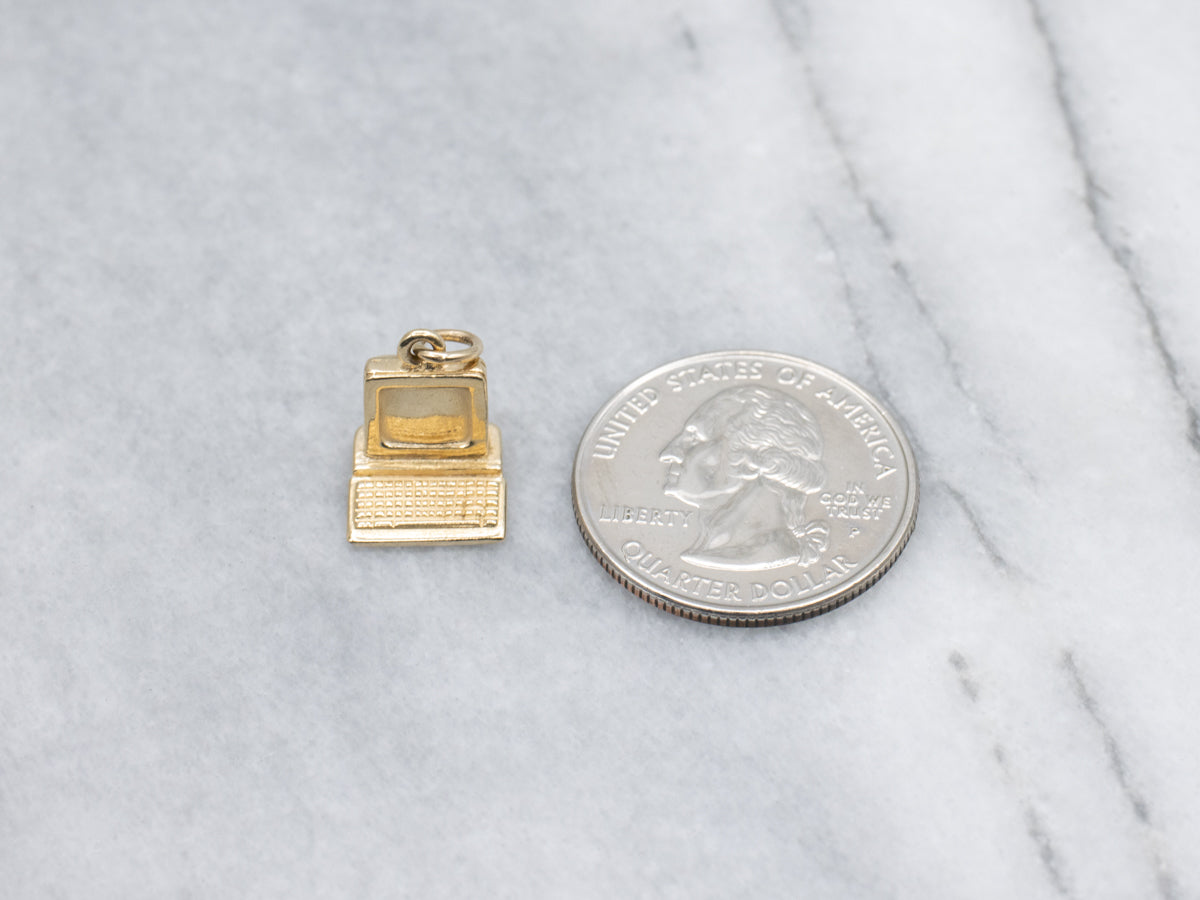 Yellow Gold Computer Charm Pendant