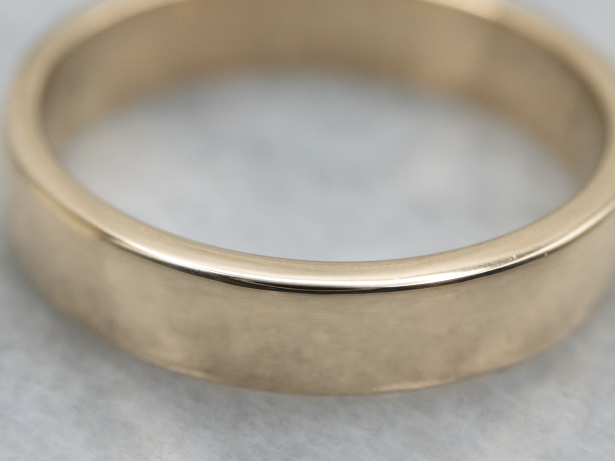 Men's Simple Flat Yellow Gold Wedding Band