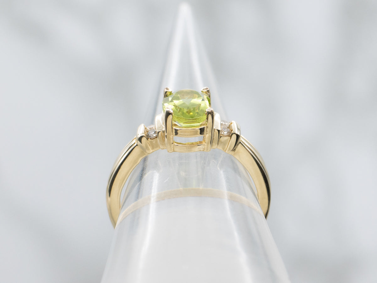Yellow Gold Peridot and Diamond Ring